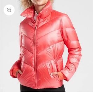 Athleta Lofty Down Coral Puffer Jacket – Size M